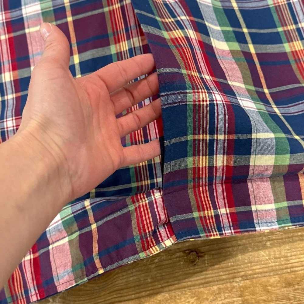 Vintage Ralph Lauren Garrison Madras red and blue plaid pillow sham